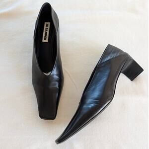 Jil Sander Tripon Pumps Womens EU 39.5/ US 9.5 Leather Court Square Toe Slip On